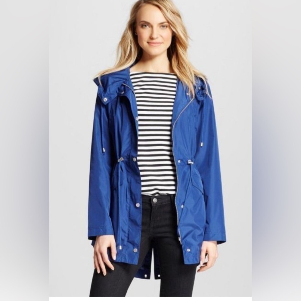Steve Madden Women's Medium Weight Hooded Jacket Coat - Royal Blue - Size L